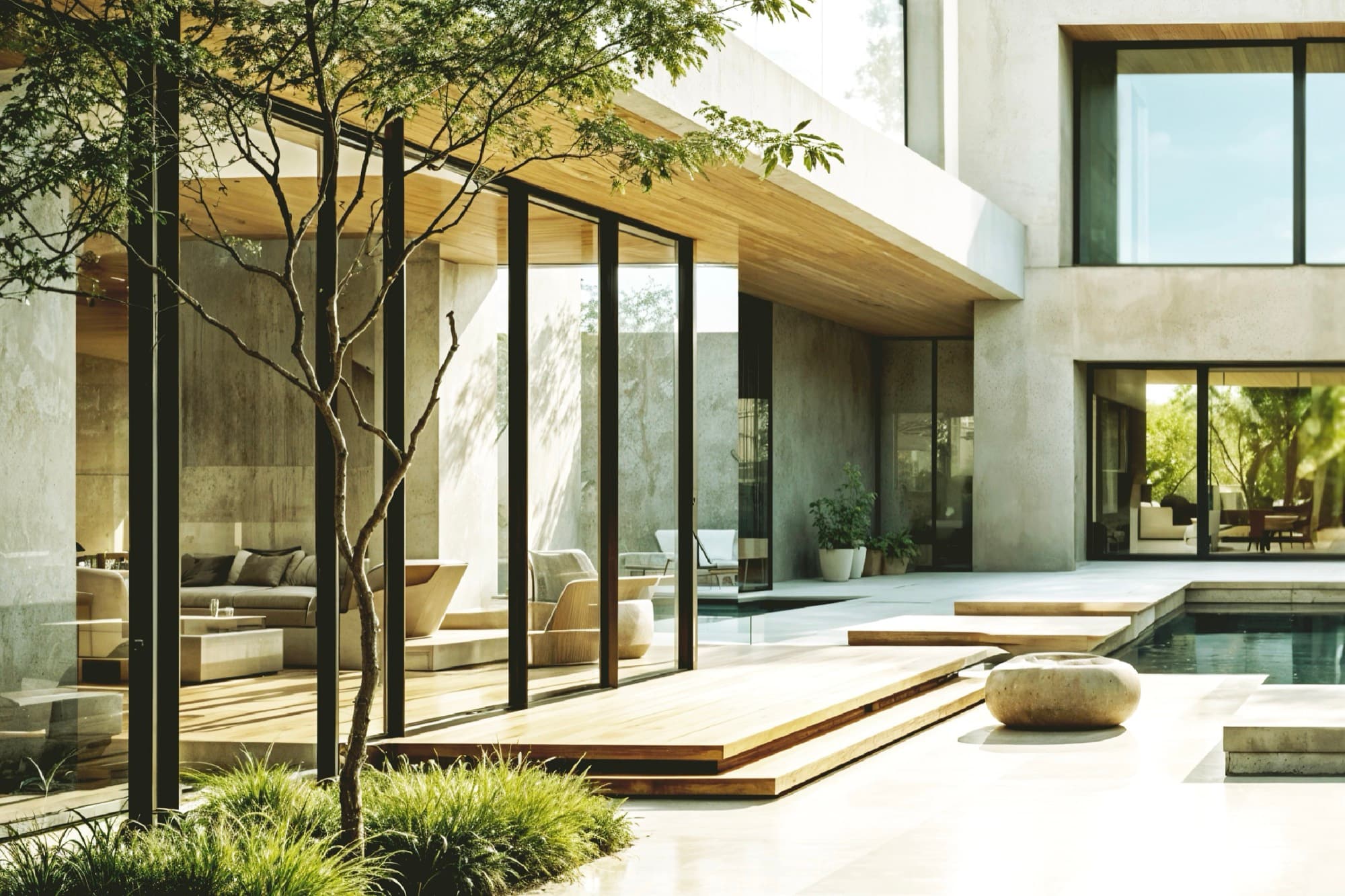 Proyecto de arquitectura eFFe — casa contemporánea con patio y jardín
